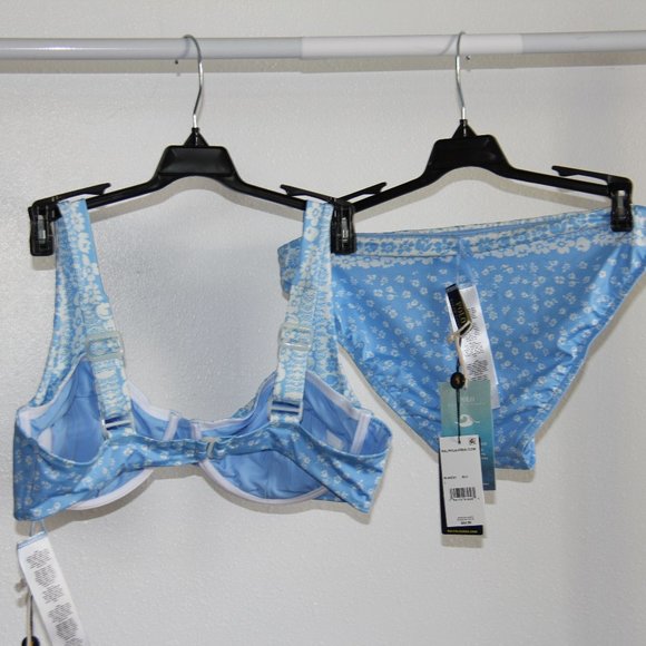 NWT Polo Ralph Lauren Underwire Bikini 2 piece Set Daisy Blue L - Picture 4 of 5